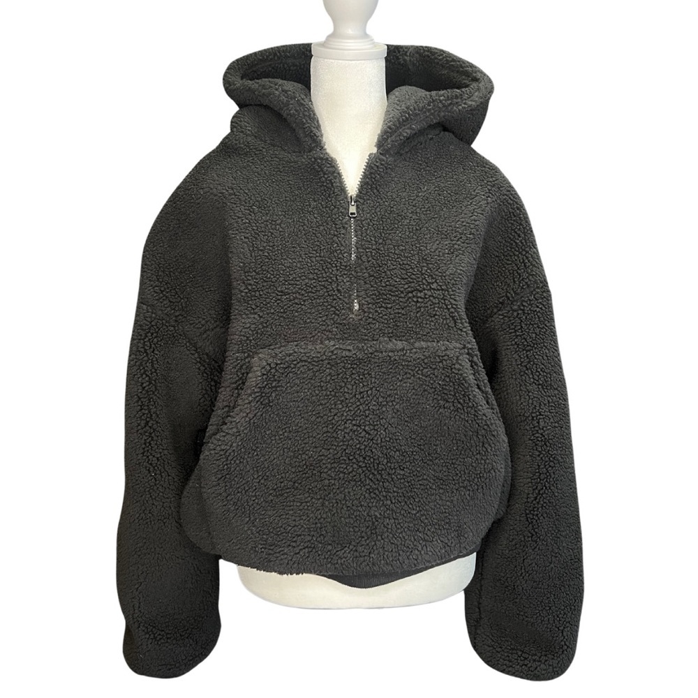 Black Teddy Half-Zip Hoodie NWT